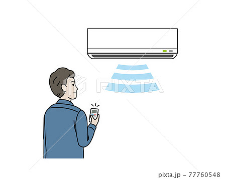 エアコン クーラーをつける男性 イラスト素材のイラスト素材