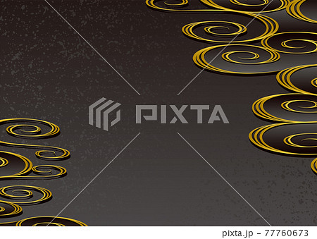 日本の伝統的なと黒色の流水文様. ベクター背景素材 日本の伝統的なと黒色の流水文様. ベクター背景素材 77760673