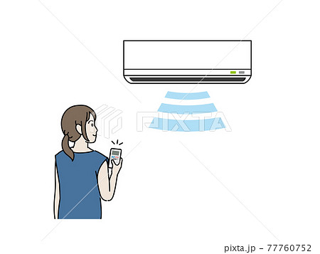 クーラー エアコンをつける女性 イラスト素材のイラスト素材