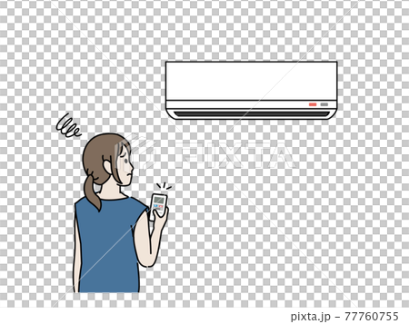 Illustration material of a woman who is in trouble because the cooler air conditioner breaks down Illustration material of a woman who is in trouble because the cooler air conditioner breaks down 77760755