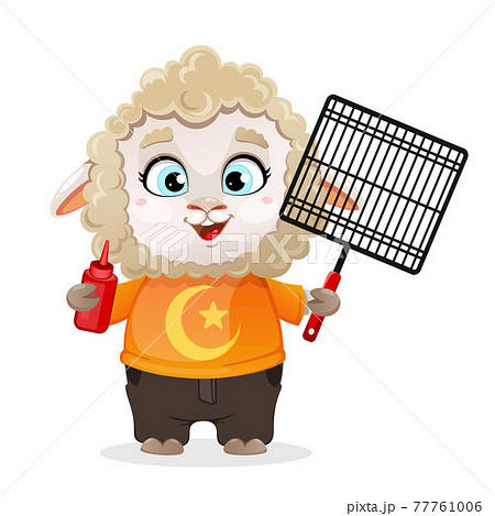Eid al-Adha Mubarak. Funny cartoon character ram Eid al-Adha Mubarak. Funny cartoon character ram 77761006