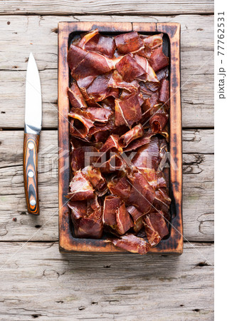 Sliced basturma or jerky Sliced basturma or jerky 77762531