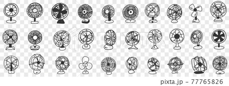Different blowing fans doodle set Different blowing fans doodle set 77765826