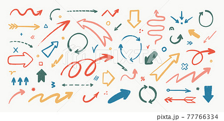 Abstract arrow icons set. Various doodle arrows in different shapes with grunge texture. Hand-drawn abstract infographic Vector collection. Abstract arrow icons set. Various doodle arrows in different shapes with grunge texture. Hand-drawn abstract infographic Vector collection. 77766334