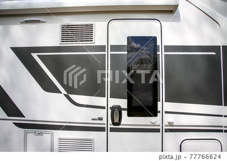 Camper. Close-up of body parts of a mobile home. Camper. Close-up of body parts of a mobile home. 77766624