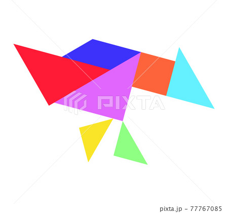 Color tangram puzzle in bird shape on white background Color tangram puzzle in bird shape on white background 77767085