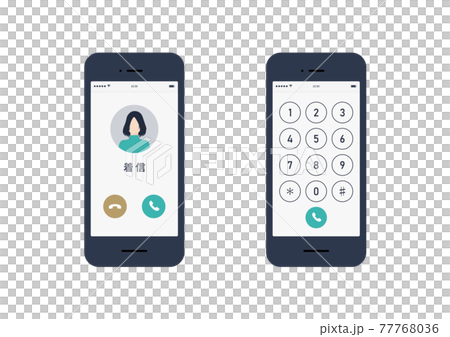 スマートフォンの着信画面と発信画面のイラスト素材のイラスト素材