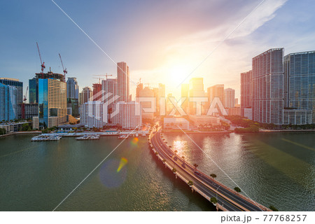 Miami, Florida, USA skyline over Biscayne Bay Miami, Florida, USA skyline over Biscayne Bay 77768257
