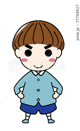 かわいい自信を持って小さな男の子のイラスト素材