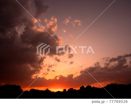 ダイナミックな夕焼けの景色 ダイナミックな夕焼けの景色 77769526