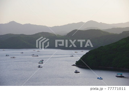 徳島県鳴門市 ウチノ海に浮かぶイカダ 徳島県鳴門市 ウチノ海に浮かぶイカダ 77771011