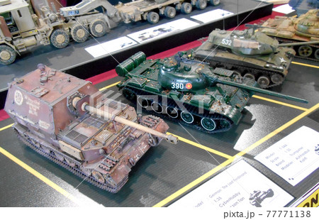 SEREMBAN, MALAYSIA -JULY 30, 2017: Several models of miniature war tanks made of plastic. It was built by collectors and fans of miniature war tanks model . SEREMBAN, MALAYSIA -JULY 30, 2017: Several models of miniature war tanks made of plastic. It was built by collectors and fans of miniature war tanks model . 77771138