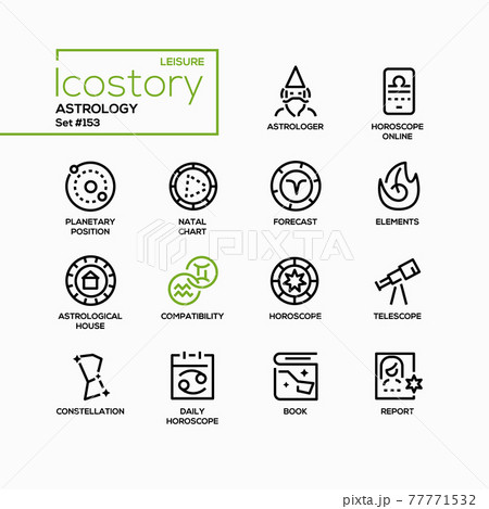 Astrology concept - line design style icons set 77771532