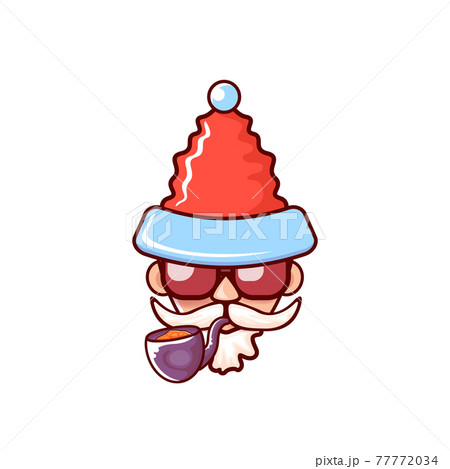 Santa Claus head with Santa red hat, smoking pipe and red hipster sunglasses isolated on white Christmas background. Santa label or sticker design Santa Claus head with Santa red hat, smoking pipe and red hipster sunglasses isolated on white Christmas background. Santa label or sticker design 77772034