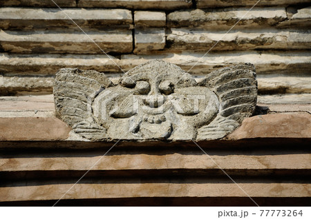 Stone work design and detail at Old Masjid Besar Mataram Kotagede, Jogjakarta Indonesia. According to history, the mosque was build on 1575.  77773264