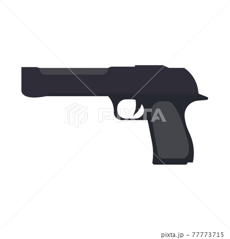 Pistol gun weapon vector illustration black crime handgun. War pistol trigger icon bullet. Isolated danger military army firearm ammunition silhouette symbol. Police arm hand element caliber drawing 77773715