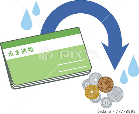 通帳とお金_収入減 通帳とお金_収入減 77773995