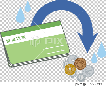 通帳とお金_収入減 通帳とお金_収入減 77773995