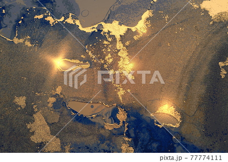 Gold and blue abstract marble background with sparkles Gold and blue abstract marble background with sparkles 77774111