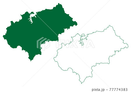 Chikmagalur district (Karnataka State, Republic of India, Mysore Division) map vector illustration, scribble sketch Chikkamagaluru map 77774383