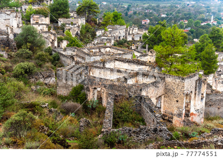 Abandoned old Greek village Kayakoy, Fethiye, Turkey 77774551