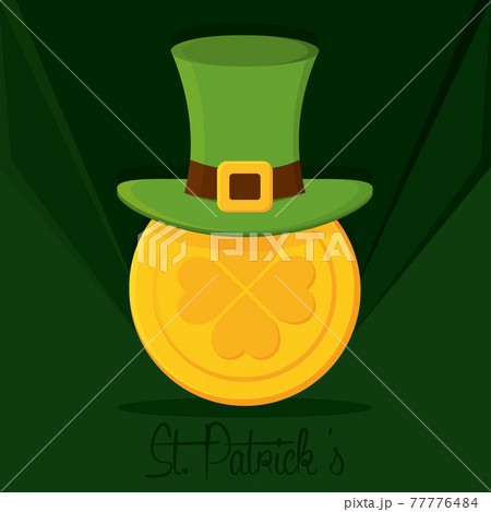 Saint patricks day Elf hat with golden coins 77776484