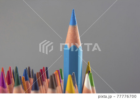 set of color pencils on a gray background. drawing tools. palette in creativity set of color pencils on a gray background. drawing tools. palette in creativity 77776700