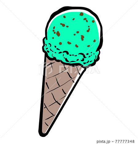チョコミント味のアイスクリームのイラスト素材