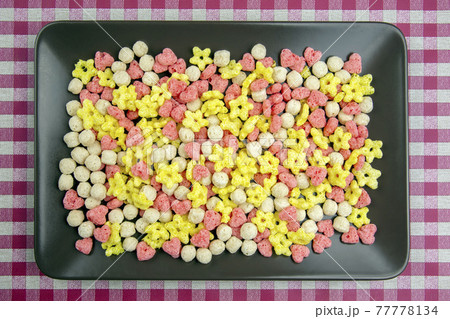 Colored light snacks. Breakfast in the plate. Diet and calories. Dessert food. Colored light snacks. Breakfast in the plate. Diet and calories. Dessert food. 77778134