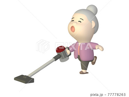 掃除機をかけるおばあさん 77778263