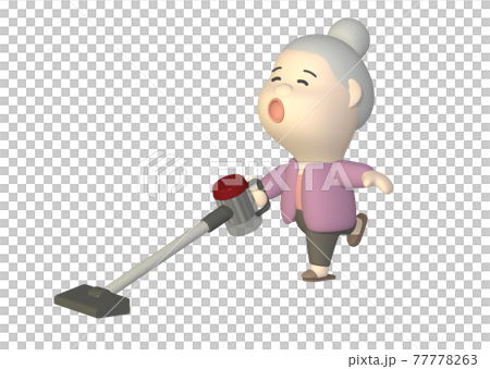 掃除機をかけるおばあさん 77778263