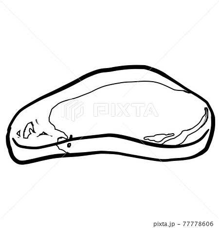 リアルな豚ロース肉の線画のイラスト素材