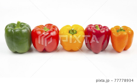 colored bell peppers on a white background. vitamin food colored bell peppers on a white background. vitamin food 77778934