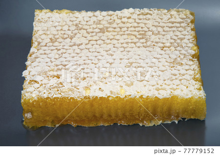 Fresh honeycomb on a gray background. vitamin and healthy natural foods 77779152