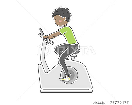 フィットネスバイクを使う男性のイラストのイラスト素材 フィットネスバイクを使う男性のイラストのイラスト素材