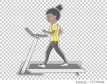 ウォーキングマシンで歩く女性のイラスト ウォーキングマシンで歩く女性のイラスト 77779508