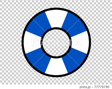 青い浮き輪イラスト素材 青い浮き輪イラスト素材 77779790