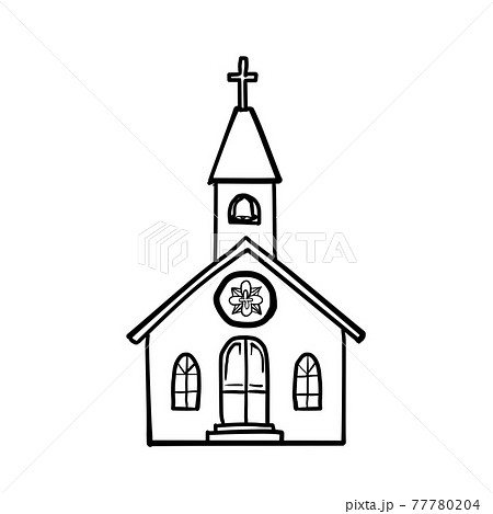 リアルな教会の線画のイラスト素材