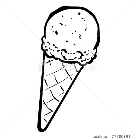 リアルなアイスクリームの線画のイラスト素材