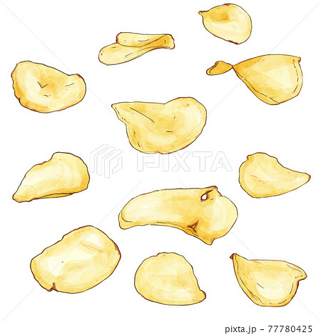 Hand Painted Watercolor Potato Chips Stock Illustration