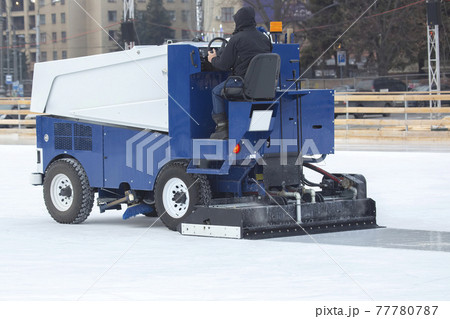 special machine ice harvester cleans the ice rink. transport industry special machine ice harvester cleans the ice rink. transport industry 77780787