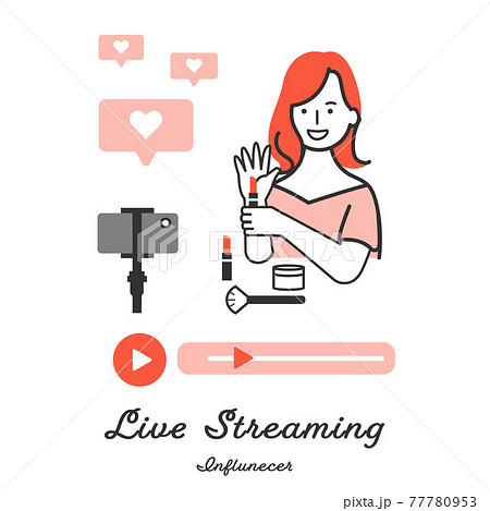 女性　動画配信　撮影　イラスト 77780953