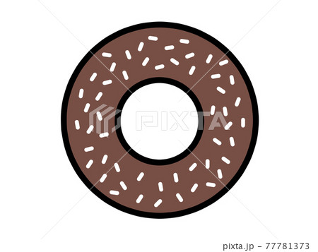 ホワイトチョコ付きチョコドーナツイラスト素材のイラスト素材