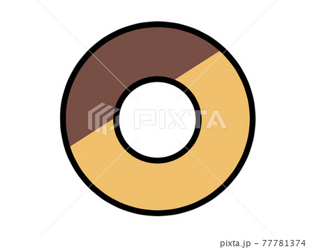 チョコ付きドーナツイラスト素材 77781374