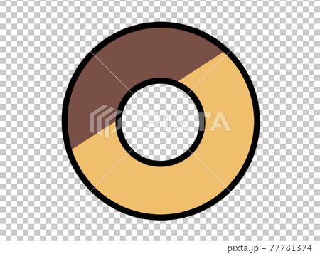 チョコ付きドーナツイラスト素材 77781374