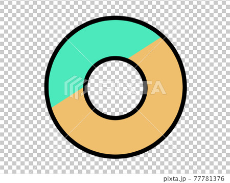 ミントチョコ付きドーナツイラスト素材 77781376