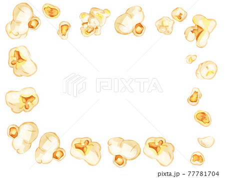 手描き水彩のポップコーンの長方形フレームイラスト 手描き水彩のポップコーンの長方形フレームイラスト 77781704