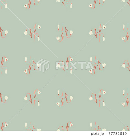 White campanula little cute silhouettes seamless doodle pattern. Pastel blue background. Hand drawn style. White campanula little cute silhouettes seamless doodle pattern. Pastel blue background. Hand drawn style. 77782819
