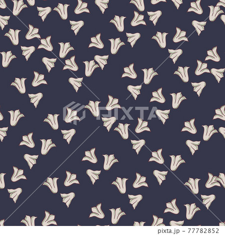 Little random campanula wildflowers silhouettes seamless pattern. Navy blue bright background. Little random campanula wildflowers silhouettes seamless pattern. Navy blue bright background. 77782852