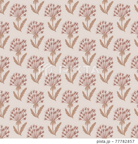 Bloom seamless meadow flora pattern with dandelion little elements. Grey background. Simple artwork. 77782857